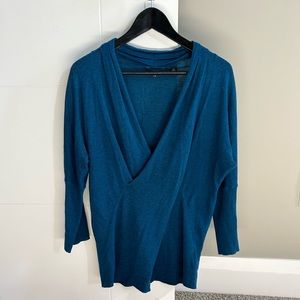 Anthropologie wool blend blouse M teal blue